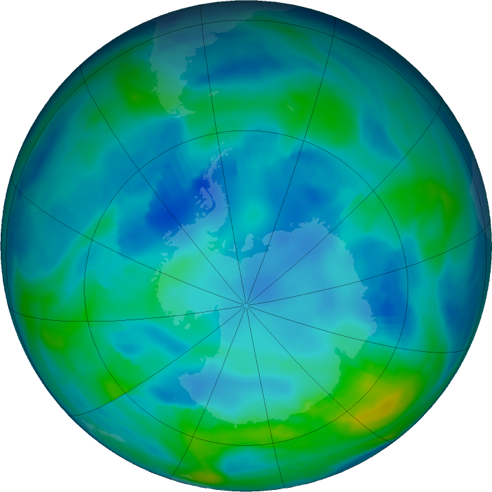 Antarctic ozone map for 06 May 2017